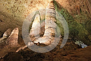 Stalagmites and stalactites in the Carlsbad Caverns National Park, USA photo