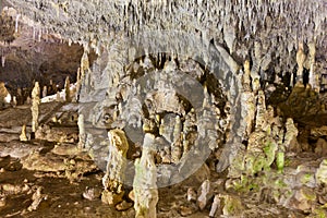 Stalagmites and stalactites in the cave