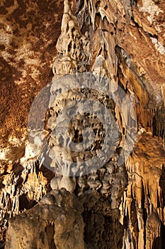 Stalagmites and stalactites inside the cave in Croatia photo