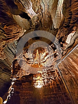 Stalagtite in a cave in Silver Dollar City, Branson