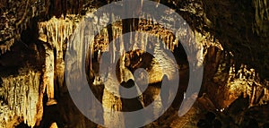 Stalagtites in a gigantic vertical stalactite cave in the mountains of Istria, Croatia