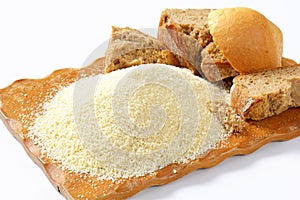 Stale bread and finely ground breadcrumbs