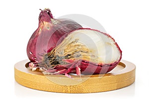 Stale red onion isolated on white