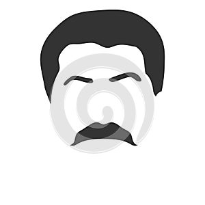 Stalin hairstyle template. Vector iilustration. Hair, eyebrows and mustache isolated on white