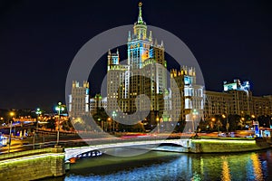 Stalin skyscraper in Moscow(Residential building on the waterfront Tinkers . built at the mouth of Jauzy in 1938-1952 and has a h