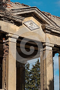 Stalinist architecture facade of old building