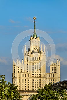 Stalinist skyscraper on the Kotelnicheskaya embankment in center Moscow city