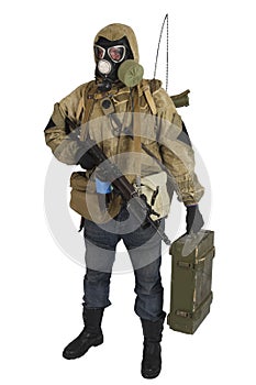 Stalker in gas mask with weapon