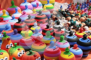 Stall of colored pottery