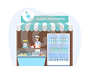 Stall with dairy products