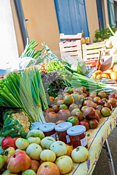 Stall of fruit and vegetables on a market,