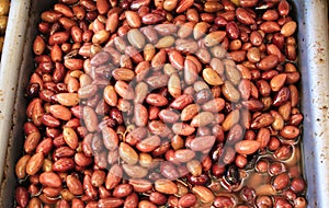 Stall with Kalamata or Kalamon olives at street market