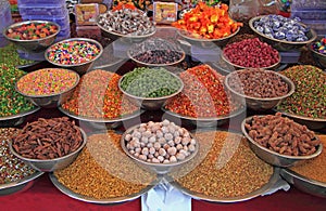 Stall with spicery on the street market in Ahmedabad photo