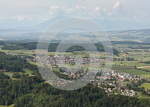 Stallikon, SellenbÃÂ¼ren, Bonstetten village near Zurich, Switzerland, top view from Uetliberg, photo