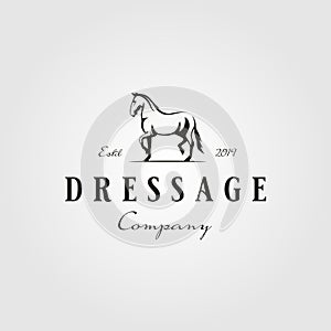 Stallion horse running dressage logo hipster vintage vector