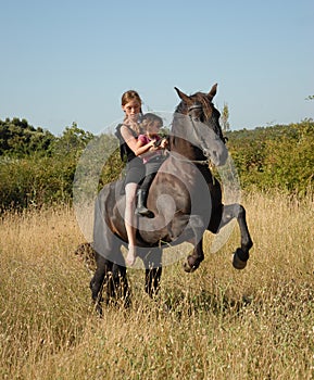 Stallion, teen and child