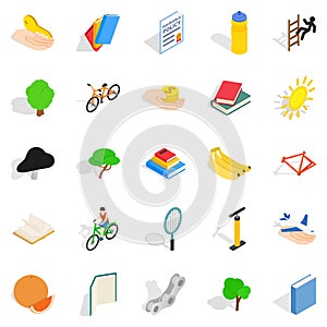 Stamina icons set, isometric style