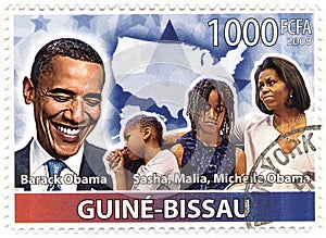 Stamp with 44th president of USA - Barack Obama