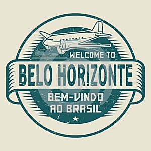 Stamp with airplane and text Welcome to Belo Horizonte, Brazil photo