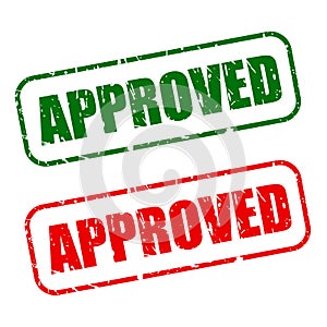 Stamp approved with green and red text