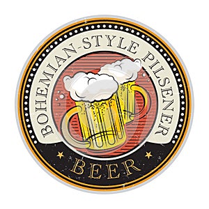 Stamp with Beer glass text Bohemian-Style Pilsener Beer