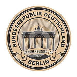 Stamp with Brandenburg gate, Berlin