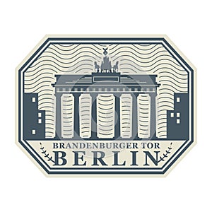 Stamp with Brandenburg gate, Berlin