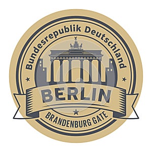 Stamp with Brandenburg gate, Berlin