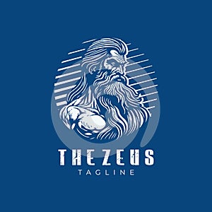 Stamp Circle Character Zeus Logo Design Vector Illustration Template Idea