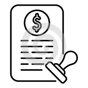 Stamp collateral document icon outline vector. Owner money