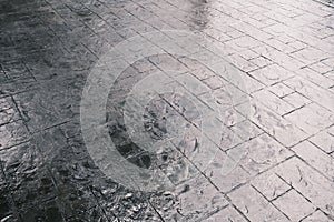 Stamp concrete texture pattern and background, and reflection of sunlight on the floor.