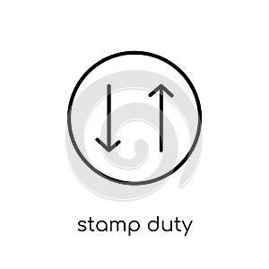 Stamp duty (equities) icon. Trendy modern flat linear vector Sta