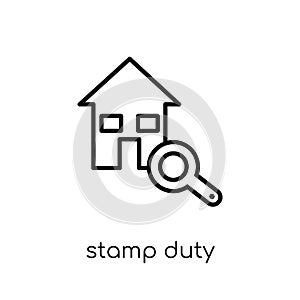 Stamp duty (housing) icon. Trendy modern flat linear vector Stamp duty (housing) icon on white background from thin line business