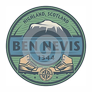 Stamp or emblem with text Ben Nevis, Scotland