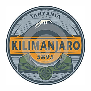 Stamp or emblem with text Kilimanjaro, Tanzania photo