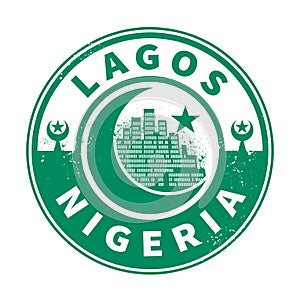 Stamp or emblem with text Lagos, Nigeria inside