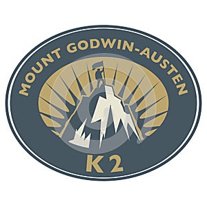 Stamp with text Mount Godwin-Austen, K2 photo