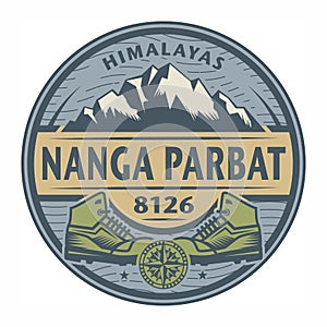 Stamp or emblem with text Nanga Parbat, Himalayas