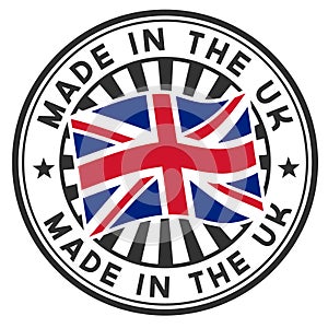 Stamp with flag of the UK. Made in the UK.