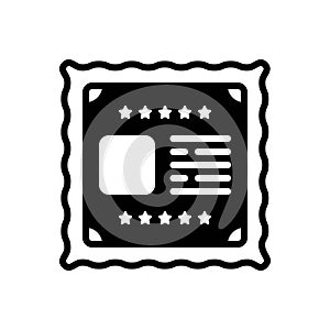 Black solid icon for Stamp, letter and message