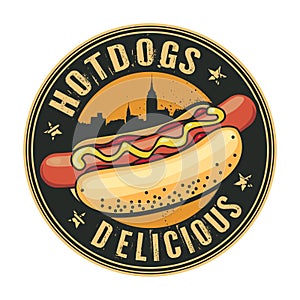 Stamp or label with Hotdog photo