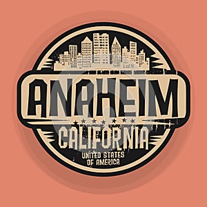 Stamp or label with name of Anaheim, California photo