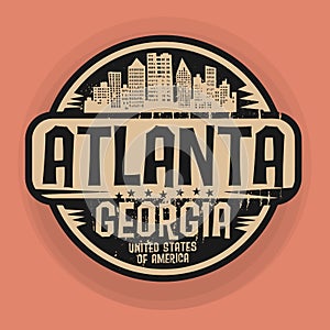 Stamp or label with name of Atlanta, Georgia