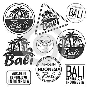 Stamp or label with the name of Bali Island, vector illustration