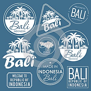 Stamp or label with the name of Bali Island, vector illustration