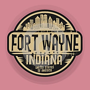Stamp or label with name of Fort Wayne, Indiana photo