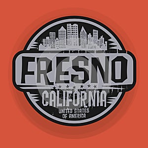 Stamp or label with name of Fresno, California