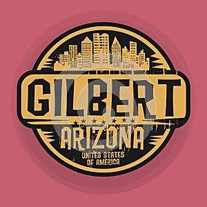 Stamp or label with name of Gilbert, Arizona