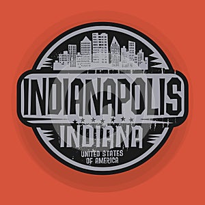 Stamp or label with name of Indianapolis, Indiana