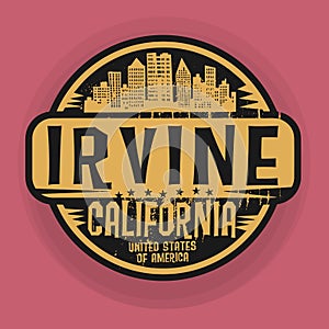 Stamp or label with name of Irvine, California